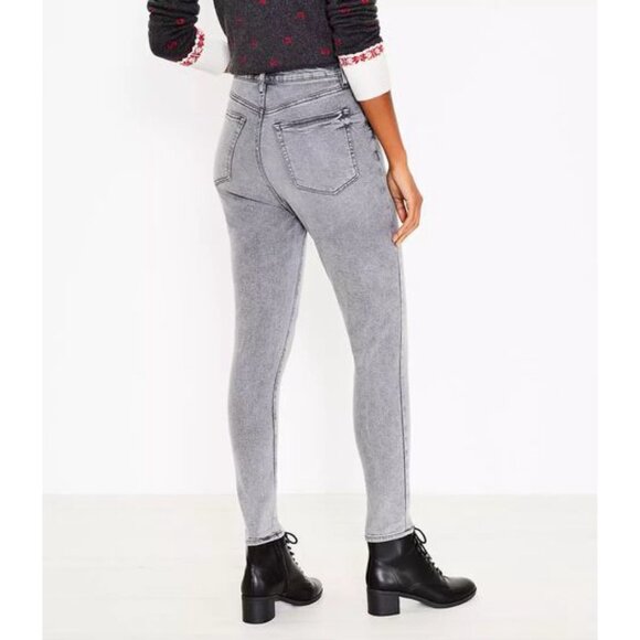 LOFT Button Front High Rise Skinny Jeans - Picture 7 of 7